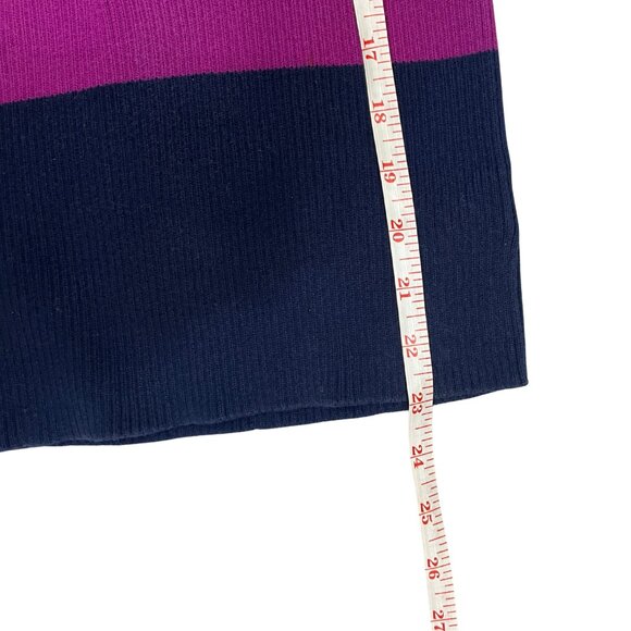 Ralph Lauren Women’s Striped Knit Sweater Magenta Navy Button Shoulder Sz Small - Picture 10 of 11